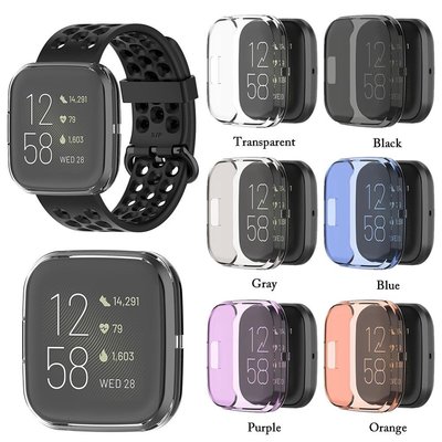 適用於 Fitbit Versa 2 屏幕保護膜智能手錶透明 TPU 矽膠全蓋錶殼手錶外殼配件