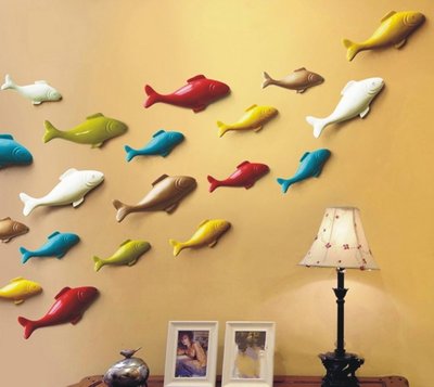 【奇滿來】年年有魚/單隻 DIY創意3D立體壁貼魚群壁飾牆貼小號 掛飾牆壁裝飾 現代簡約 時尚居家餐廳裝潢 ABCV