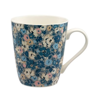 英國 Cath Kidston 灰藍色花朵 陶瓷 馬克杯 咖啡杯 475ml