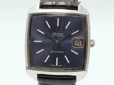 【發條盒子A0565】OMEGA 歐米茄 Seamaster 海馬 方型藍面自動不銹鋼 經典錶款 機565