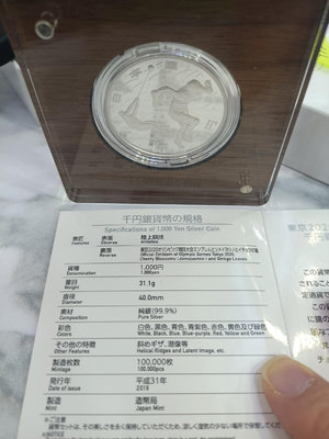 2028東京運動會銀質紀念幣，按圖貨包真品種后非假不退 錢幣 紙幣 紀念幣【古幣之緣】950
