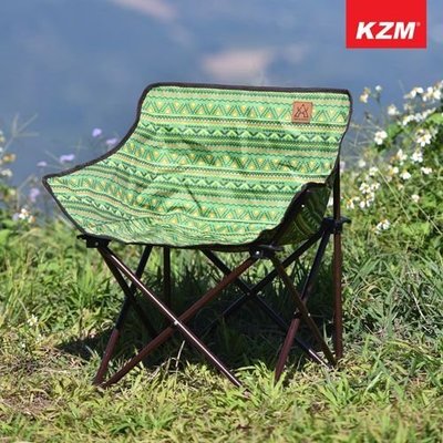 【綠色工場】KAZMI KZM 經典民族風休閒折疊椅 休閒椅 露營椅 收納椅 鋁合金椅 兒童椅 (K6T3C001)
