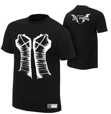 ☆阿Su倉庫☆WWE摔角 CM Punk Fists Authentic T-Shirt PUNK熱血雙拳經典款 熱賣特價中
