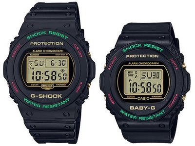 【威哥本舖】Casio原廠貨 G-Shock &amp; Baby-G DW-5700TH-1 聖誕節紅綠配色情侶對錶