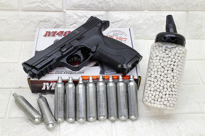 台南 武星級 KWC S&amp;W MP40 CO2槍 + CO2小鋼瓶 + 奶瓶 ( KC48 大嘴鳥手槍直壓槍BB槍玩具槍