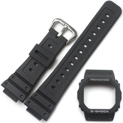 原裝卡西歐G-SHOCK手錶配件DW-5600E/GW-5000黑色樹脂錶帶外殼框