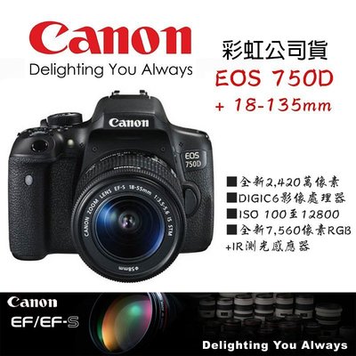 【eYe攝影】CANON 750D + 18-135 STM 旅遊鏡 公司貨 國旅卡 送32G+相機包+防潮箱+遙控器