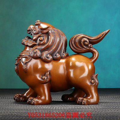佛藝館 紫銅朝天獅香爐銅瑞獸香爐獅子擺件工藝品