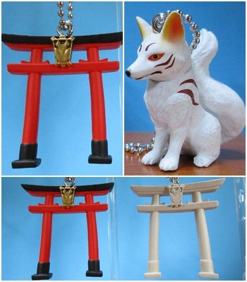 【動漫瘋】 現貨  日版 轉蛋 日本神社 和狐 系列 吊飾 公仔 狐面具 鳥居2種+和狐 共3個販售