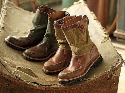 現貨9M賠售【TIMBERLAND】全手工頂級Boot Company Vibram皮革拼接帆布 短靴 套靴 工作靴 騎士靴