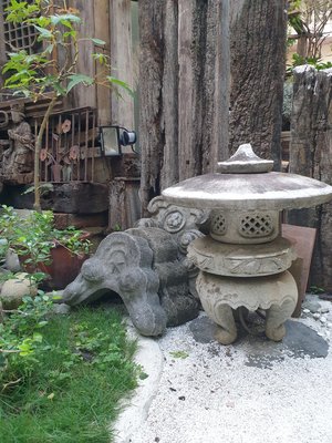 日式庭園造景 石燈籠（直徑50*55高）【侘寂文學館】 歷史老件 瑕疵嗑傷難免 風味讓藏