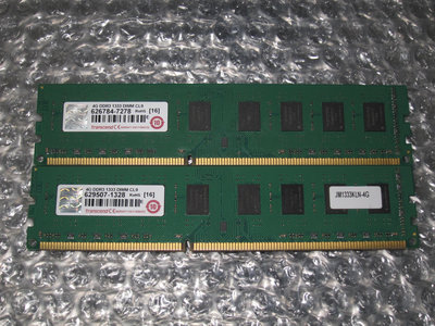 售: (終保)創見 DDR3  1333 4GB 記憶體2支 雙面顆粒  (良品)(標2支)