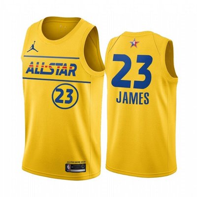 勒布朗·詹姆士(LeBron James)NBA 2021全明星賽球衣 熱轉印款式 23號 黃色