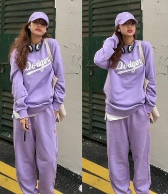 MLB品牌經典刺繡logo小標LA潮流棒球帽/老帽 很靚的紫色 中性 男女同款 帽圍可調 韓國 潮牌 潮帽 直購 現貨