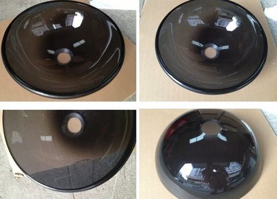 FUO衛浴:42公分 黑色 透明 圓形 強化玻璃碗公盆 WX8054 現貨特價!