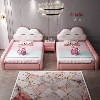 促銷打折 兒童床女孩公主姐妹二胎親子床組合床拼接加寬主臥雙人