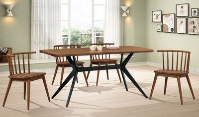 【藝坊現代傢俱】23QT 653 工業風5.3尺實木餐桌(胡桃/洗白色) 質感餐桌 木面餐桌 造型餐桌 鐵腳餐桌 會議桌