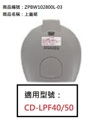 象印微電腦電動熱水瓶CD-LPF40/50上蓋整組