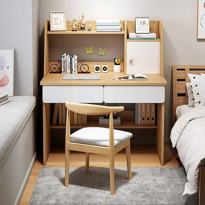電腦桌台式家用書桌書架一體桌子小戶型學生臥室寫字桌~特價