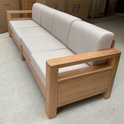 現貨 懶人沙發 沙發床 實木沙發全實木北歐小戶型橡木沙發組合現簡約新中式客廳家具-來可家居