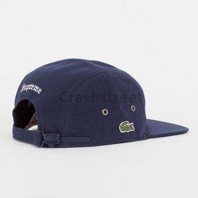 17 Supreme x Lacoste Pique Camp Cap 網布  深藍色 五分割 帽
