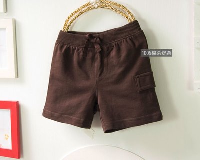 歐美品牌咖啡色休閒風格100%純棉假口袋造型幼兒短褲兒童休閒短褲