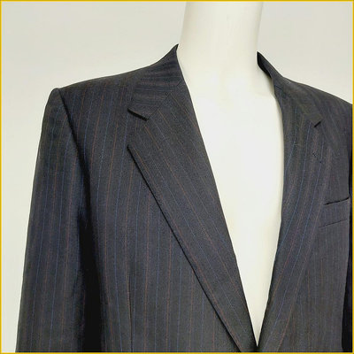 🇯🇵日本二手衣✈️DAKS 日本製 毛料 西裝外套 單排双扣 男 170cm DAKS 深藍 羊毛100％ 直條紋 西裝外套 MF769D