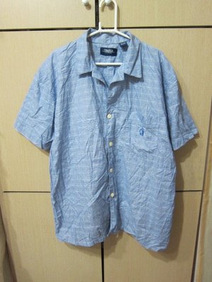 衣市藍~NAUTICA 短袖格紋襯衫 (L~)(220817)