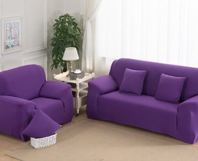 沙發套【RS Home】2人座沙發套彈性沙發套沙發墊沙發巾沙發布床墊保潔墊沙發彈簧床折疊沙發 [紫色雙人座]