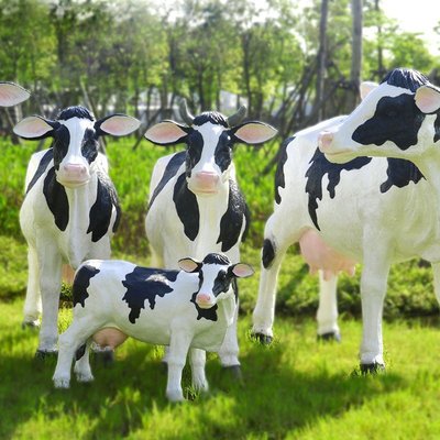 戶外仿真奶牛玻璃鋼雕塑園林景觀卡通動物模型擺件花園裝飾工藝品滿減 促銷 夏季