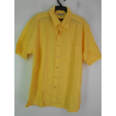 男 ~【UNIQLO】鵝黃色亞麻休閒襯衫 XL號(6A99)~99元起標~