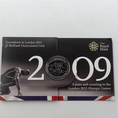 英國 2009年 5鎊 倫敦奧運會倒計時3 精裝紀念鎳幣 銀幣 錢幣紀念幣【悠然居】90