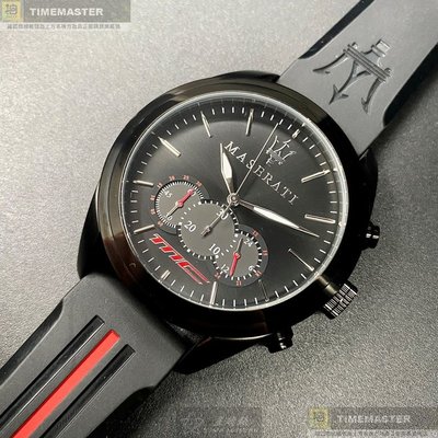 MASERATI手錶,編號R8871612004,46mm黑錶殼,深黑色錶帶款