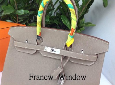 France Window 愛瑪仕 柏金包Hermes Birkin 大象灰 18 togo 金扣 30cm