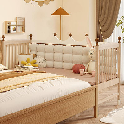 兒童拼接床兒童床圍欄護欄床嬰兒床男女孩拼接床子母床櫸木沙發床