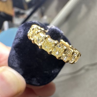 【台北周先生】台灣沒人有 可訂做 天然Fancy黃色鑽石 共5.63克拉 VVS-VS 18K金排鑽戒 真金真鑽5.62