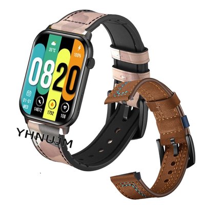 XIAOMI 適用於小米 Kieslect KS 錶帶皮革+矽膠智能手錶錶帶軟帶手鍊