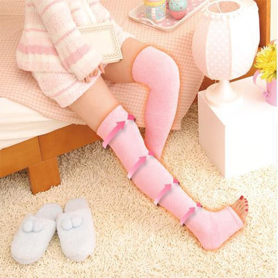 BJ COLLECTION~ 發熱指壓按摩塑腿開口襪 (#BJC60013) 粉紅色
