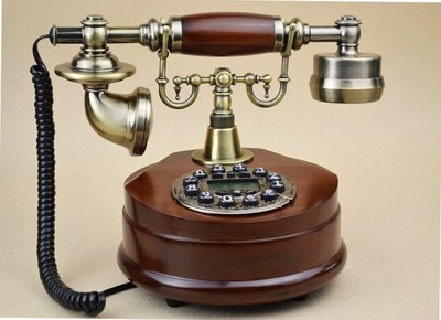 INPHIC-復古電話機 實木仿舊電話 歐式田園電話 來電顯示家用座機