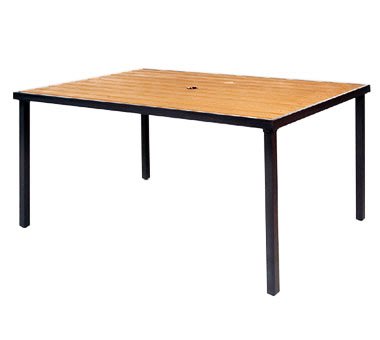 [家事達] OA-289-1 鐵製塑木休閒長桌(烤黑)