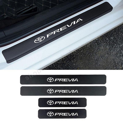 護貼適用Toyota Previa豐田碳纖維迎賓踏板門檻條 汽車用品創意文字貼紙