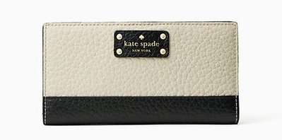 【現貨在台】Kate Spade WLRU2642 金屬Logo荔枝皮黑白色長夾
