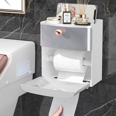 衛生間紙巾盒家用廁所卷紙抽紙置物架浴室免打孔防水壁掛式收納盒^特價特賣