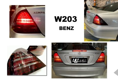 小傑車燈-全新 BENZ 賓士 W203 C200 C240 紅黑 LED 四線款 後燈 尾燈 SONAR 前期 後期