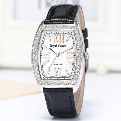 【小野】Royal Crown 蘿亞克朗時尚潮流皮帶鑲鑽女款手錶