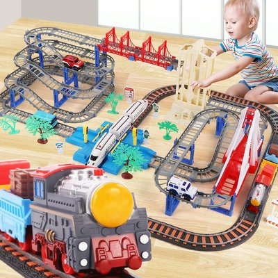 玩具火車 軌道車玩具多功能電動小火車汽車賽車男孩兒童益智智力動腦3-6歲5