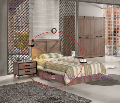 【N D Furniture】台南在地家具-NEW LOFT美式復古工業風耐磨木心板3.5尺抽屜式床底+簡約床片MC