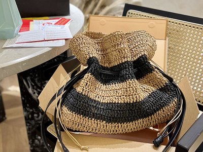 【二手包包】包裝Loewe羅意威 拉菲草編荷葉包 編織購物袋菜籃子 23夏季新款草編包Basket Bag N.O33729