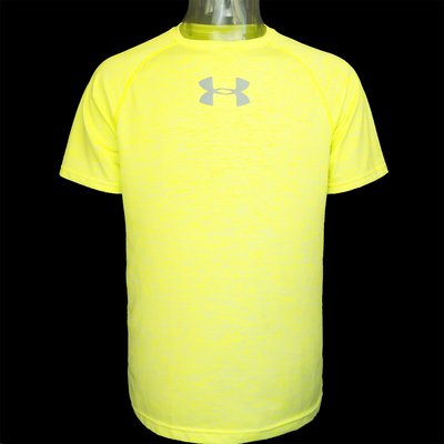 美國運動品牌Under Armour螢光黃色透氣網眼短袖T恤 M號