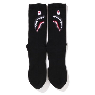 Bape shark socks 鯊魚 長襪 素面 襪子 黑色